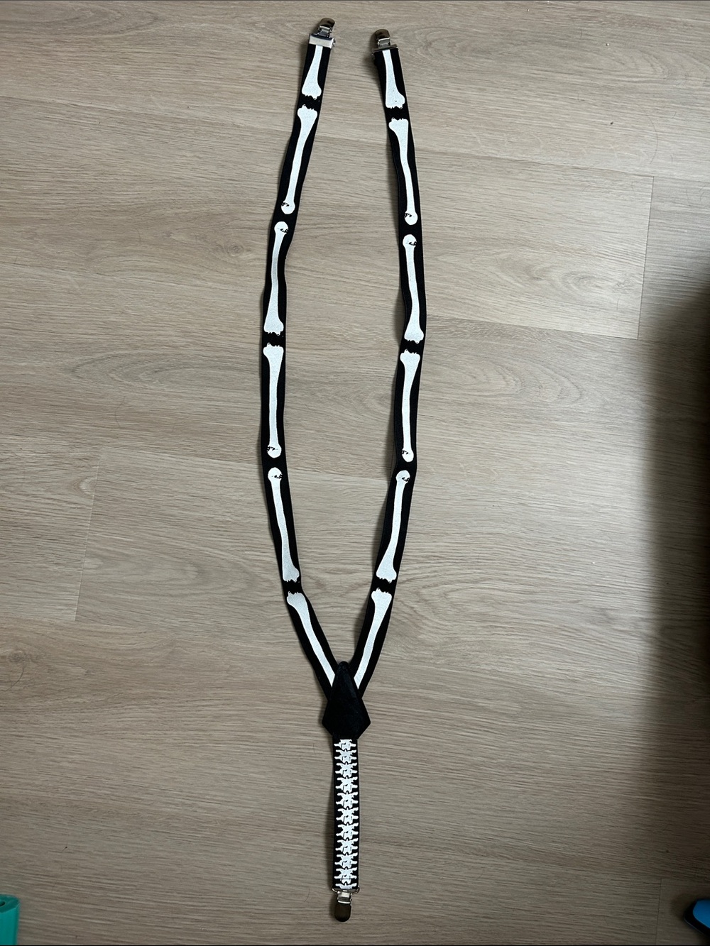 Black Skeleton Bone Suspenders - Halloween Accessory
